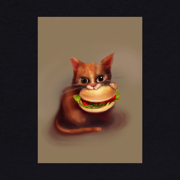 Cat eating Burger by maxcode